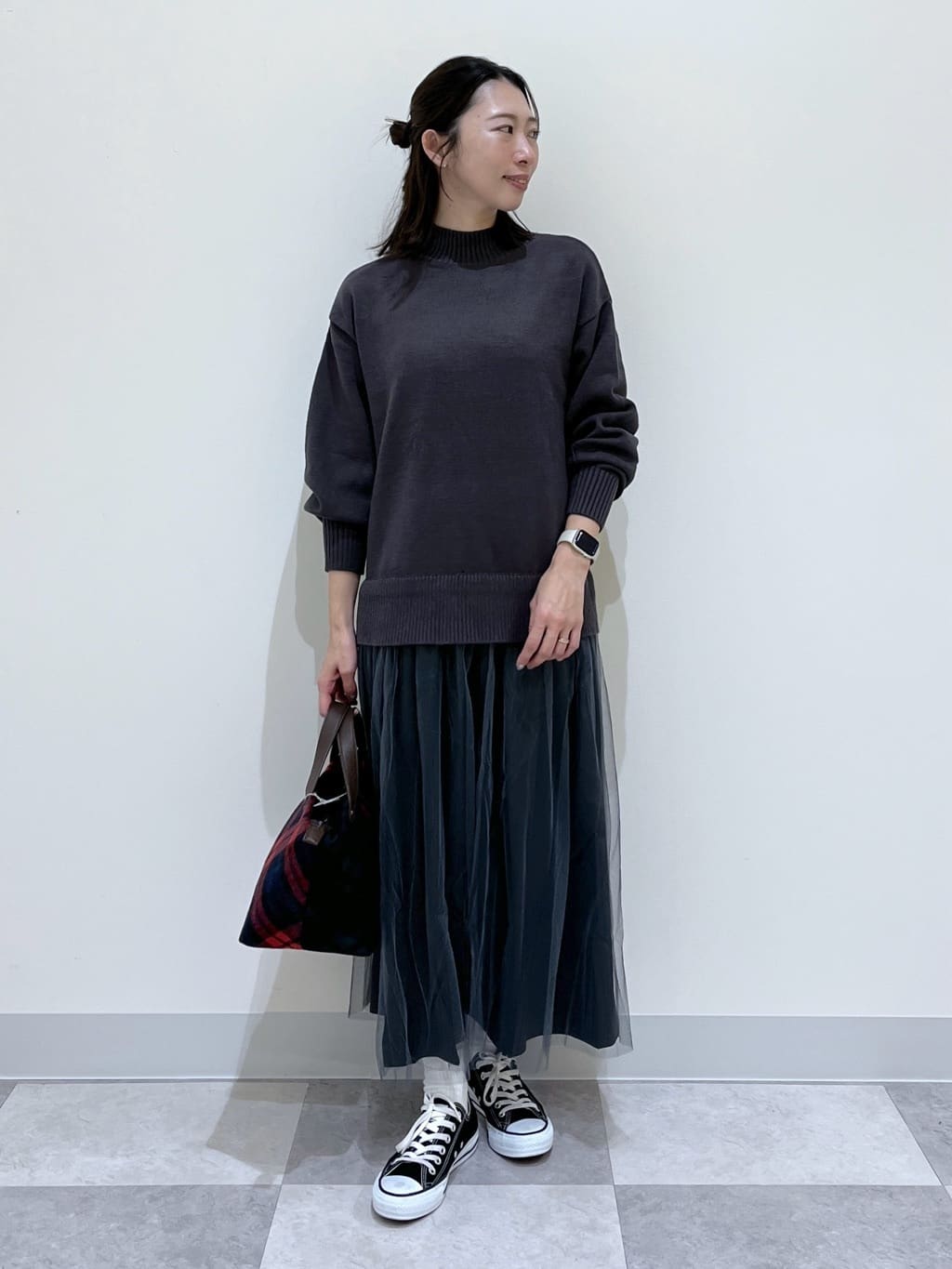 canaさんの「Dessin｜【洗える】ニットチュールドッキングワンピース」を使ったコーディネート