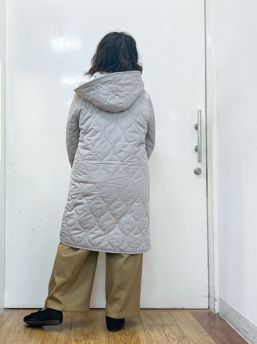 haruさんの「SHOO･LA･RUE｜【撥水/フード取り外し可】冬に嬉しいこだわり満載 ひょうたん柄キルトコート」を使ったコーディネート
