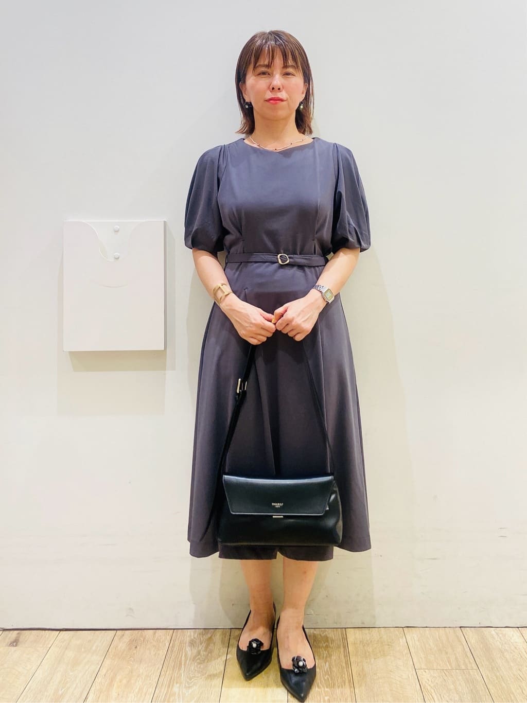 YUKOさんの「index｜ハートネックパフワンピース【洗濯機洗い可／UVケア／接触冷感】」を使ったコーディネート
