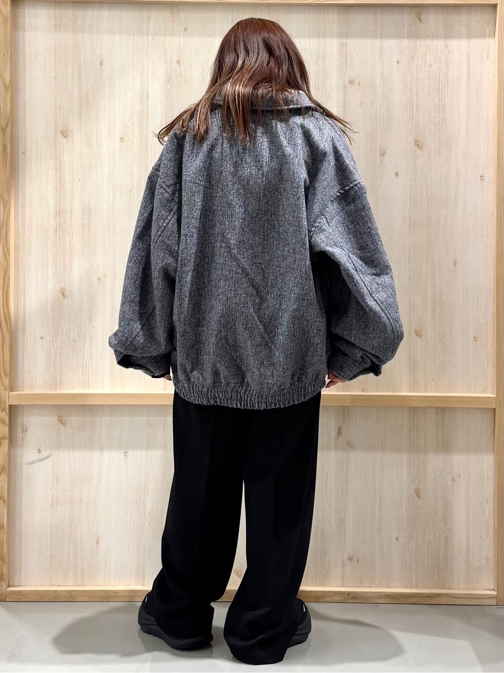 nanaさんの「THE SHOP TK｜ツイードフライトビッグブルゾン 【洗濯機OK／セットアップ可】」を使ったコーディネート