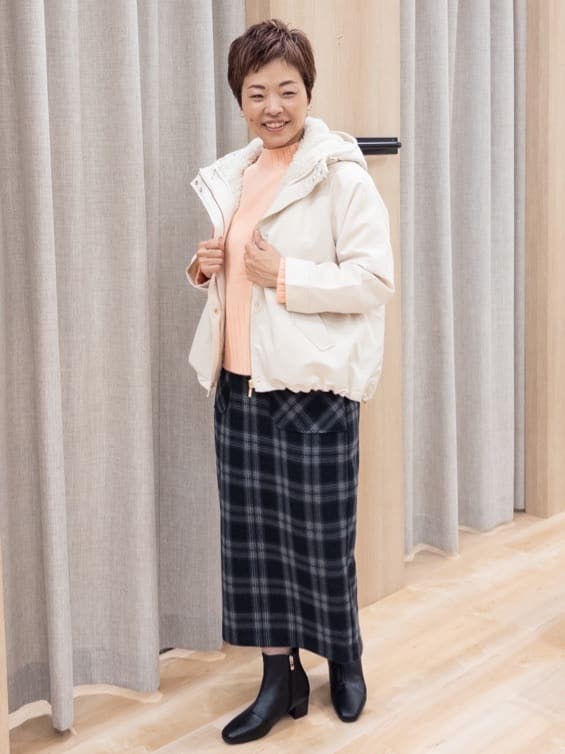シュウコさんの「grove｜【名品アウター/3WAY・はっ水】ボアライナー付マウンテンパーカ」を使ったコーディネート