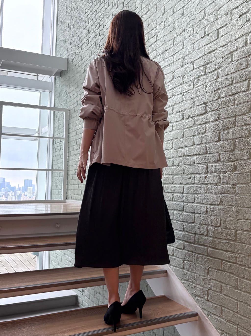 MISAKIさんの「COUP DE CHANCE｜◆【手洗い可／裏地なし／ウエスト絞り可】スタンド衿ブルゾン」を使ったコーディネート