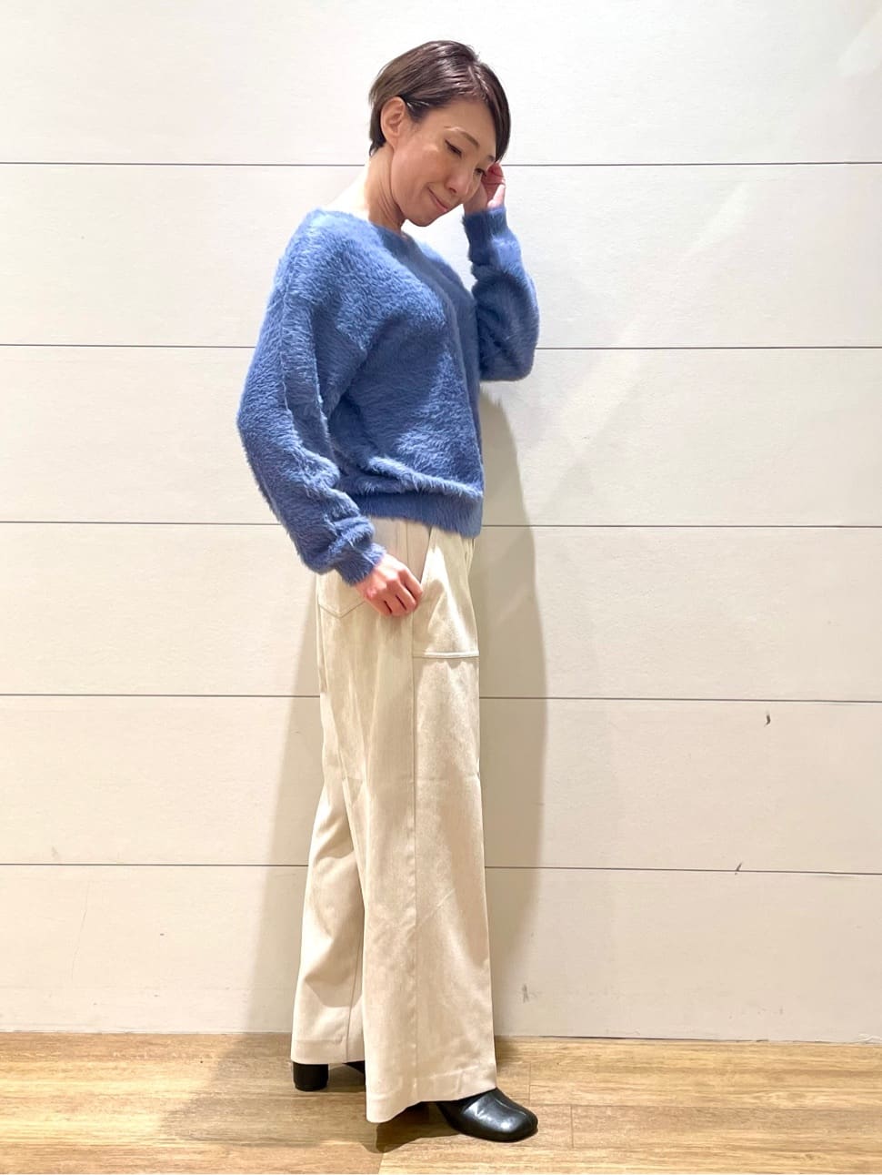 Ryoさんの「THE SHOP TK｜【華やかで柔らか】ふわふわフェザーニット/洗える・前後2WAY」を使ったコーディネート