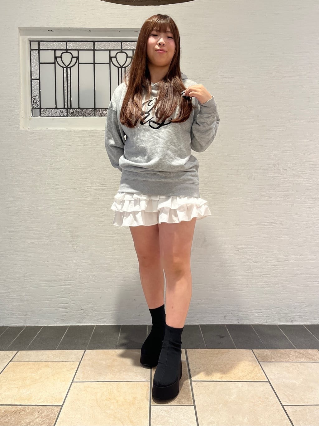 Nさんの「ESPERANZA｜厚底ニットショートブーツ」を使ったコーディネート