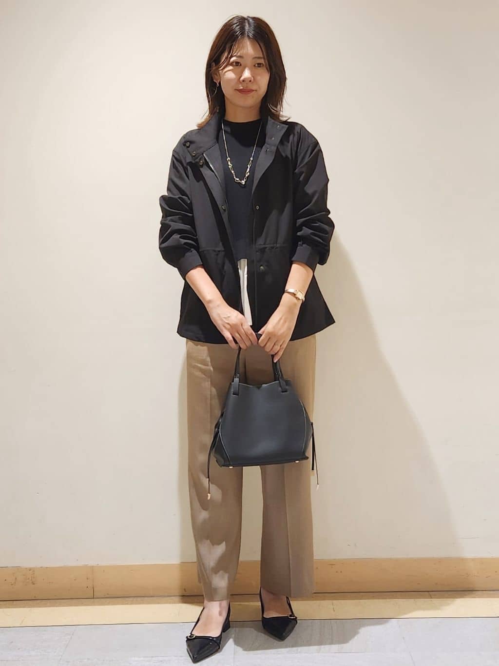 yukaさんの「COUP DE CHANCE｜【手洗い可／裏地なし／ウエスト絞り可】スタンド衿ブルゾン」を使ったコーディネート