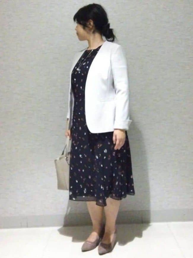 sakoさんの「Reflect｜【SS-4Lサイズ／通勤／セットアップ可】ノーカラージャケット」を使ったコーディネート