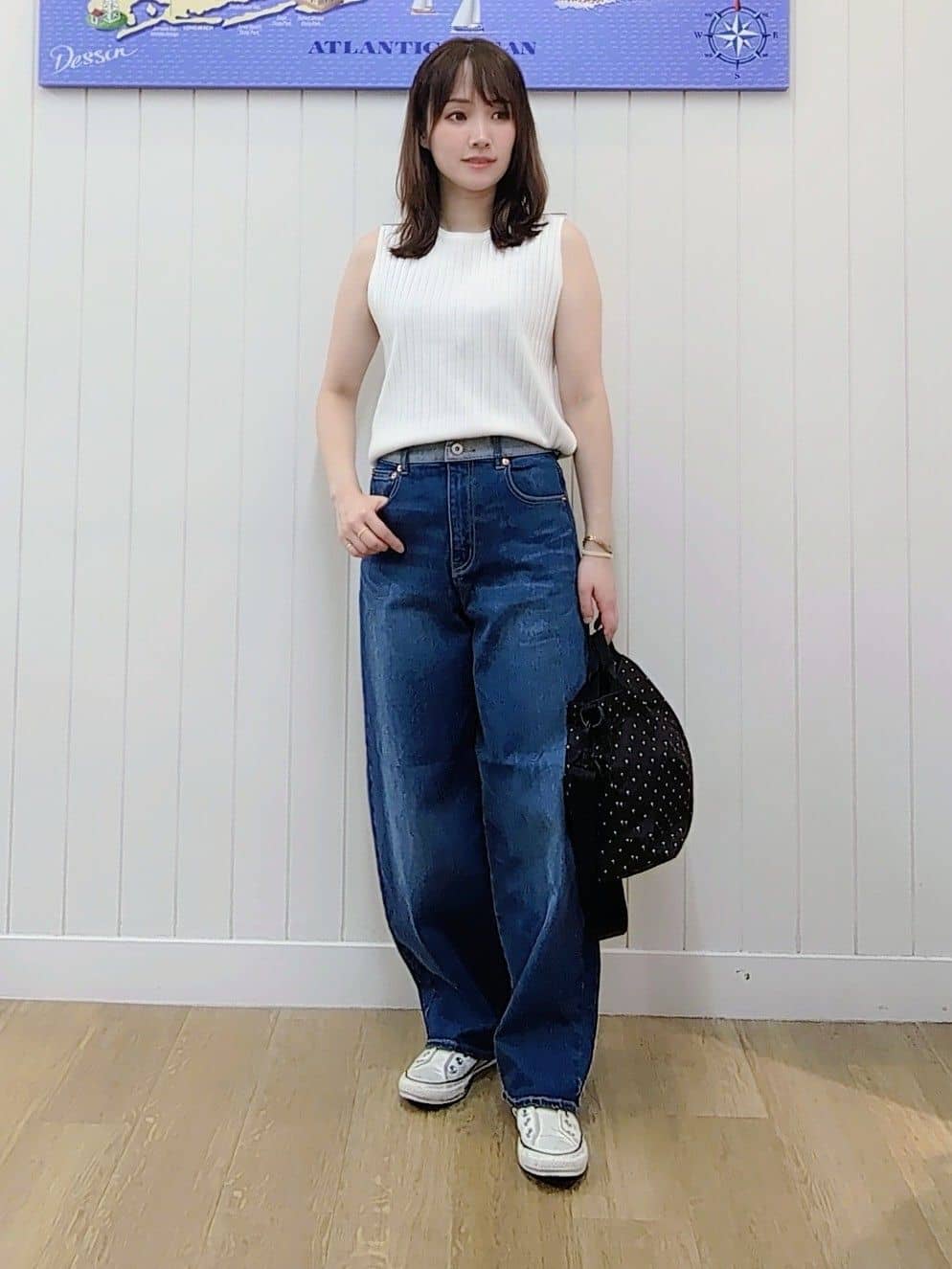 itoさんの「Dessin｜【洗える】リブノースリーブニット」を使ったコーディネート