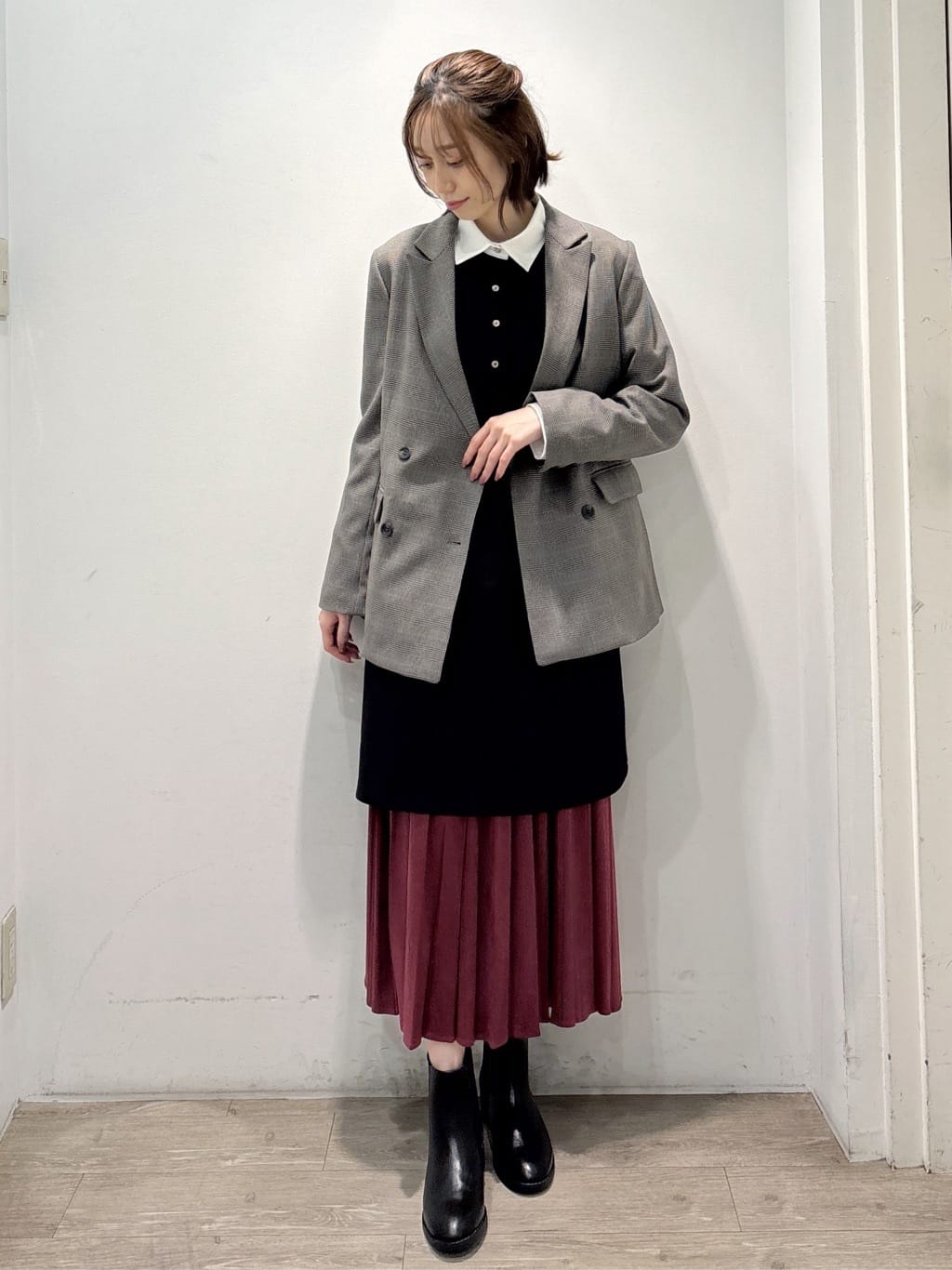 ぶまりんさんの「OPAQUE.CLIP｜ポロ衿配色ミニワンピース【洗濯機OK】」を使ったコーディネート