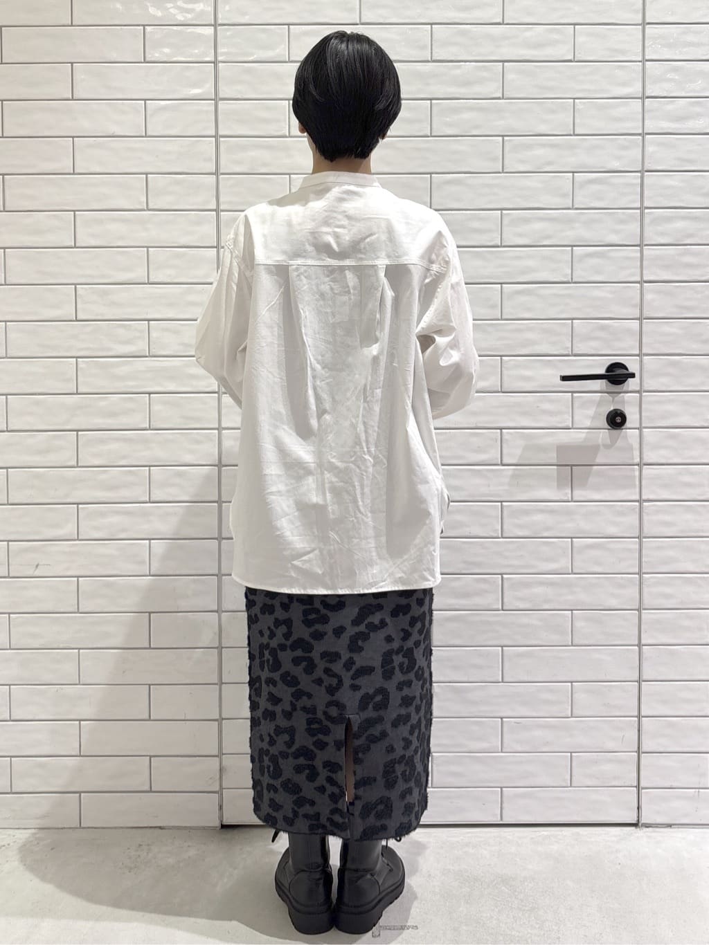 ayumiさんの「OPAQUE.CLIP｜レオパードジャカードニットスカート【洗濯機OK】」を使ったコーディネート