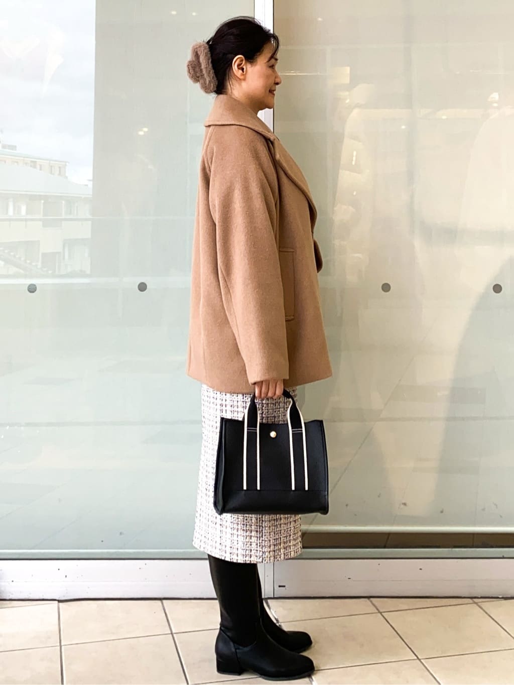 Jeanさんの「OPAQUE.CLIP｜カシミヤブレンドウールミドルピーコート」を使ったコーディネート