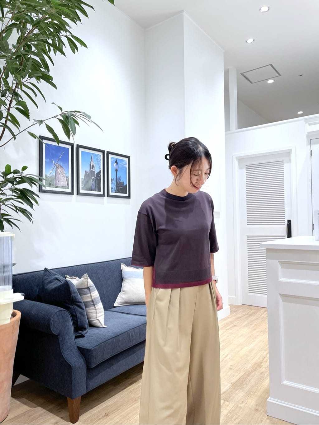 canaさんの「Dessin｜【洗える】バイカラーショート丈ニット」を使ったコーディネート