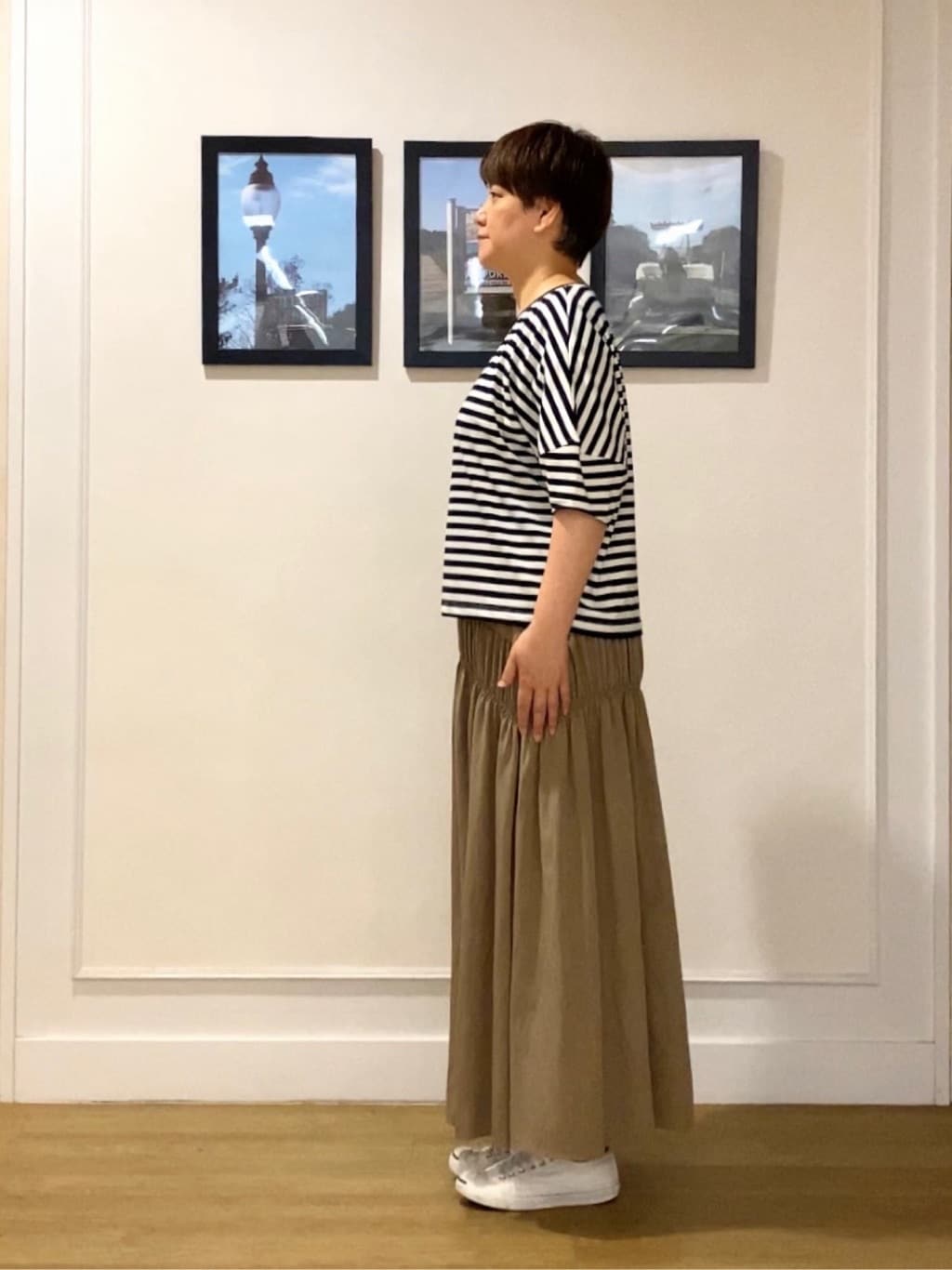Hiroさんの「Dessin｜【二の腕カバー／UVカット】ランタンスリーブカットソー」を使ったコーディネート