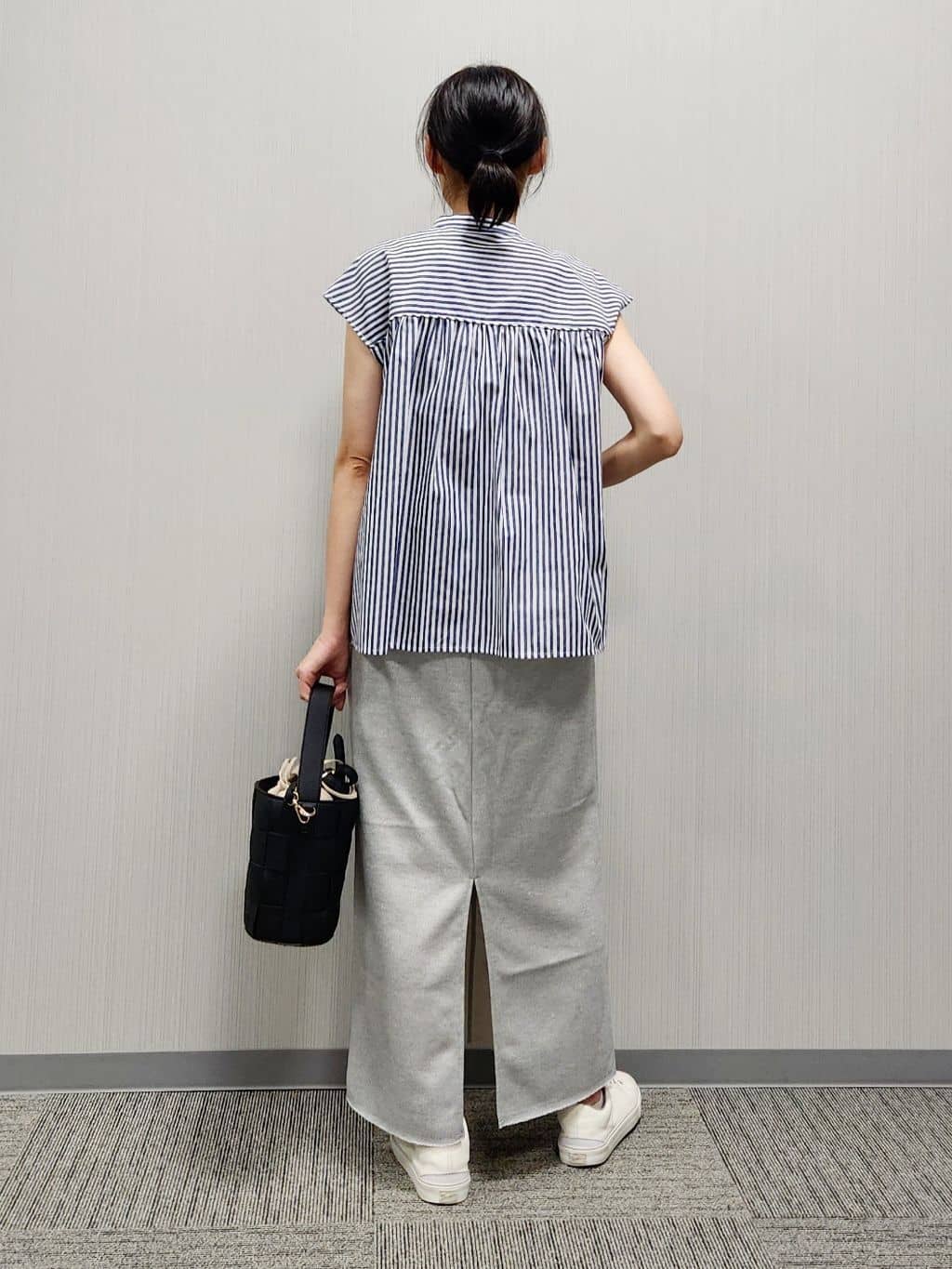 naraさんの「Dessin｜【洗える】ストライプ柄ギャザーブラウス」を使ったコーディネート