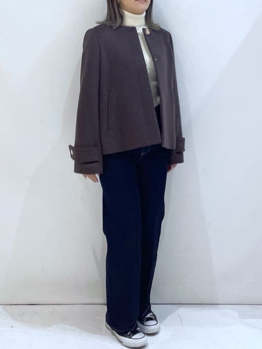 manaさんの「OPAQUE.CLIP｜《丈が選べる》ストレートデニムパンツ【洗濯機洗い可】」を使ったコーディネート