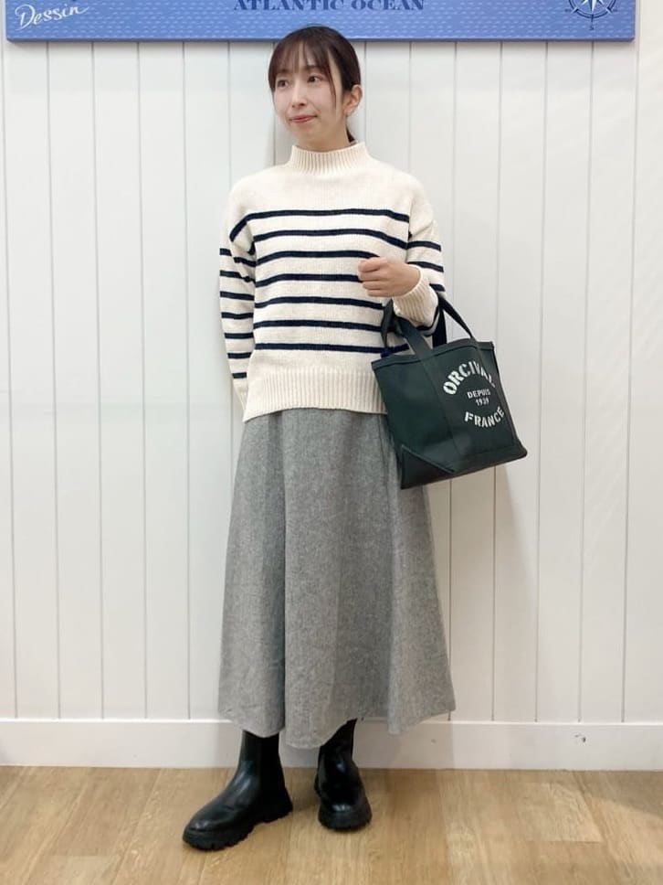yoshiさんの「Dessin｜【洗える】ハイネックベロアモールニット」を使ったコーディネート