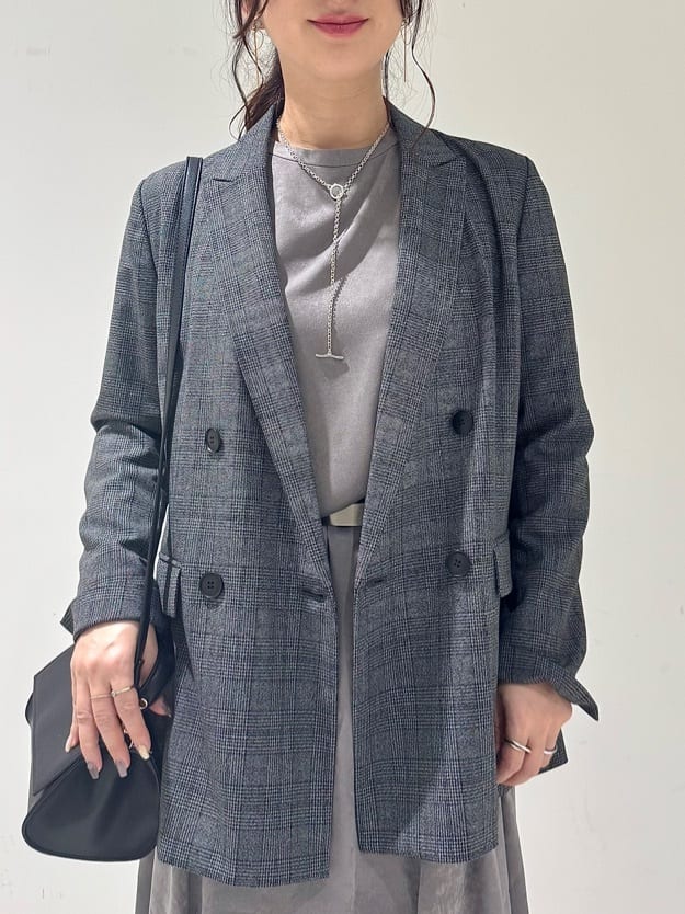 そんさんの「INDIVI｜【洗える／オンオフ】チェック柄ダブルジャケット」を使ったコーディネート