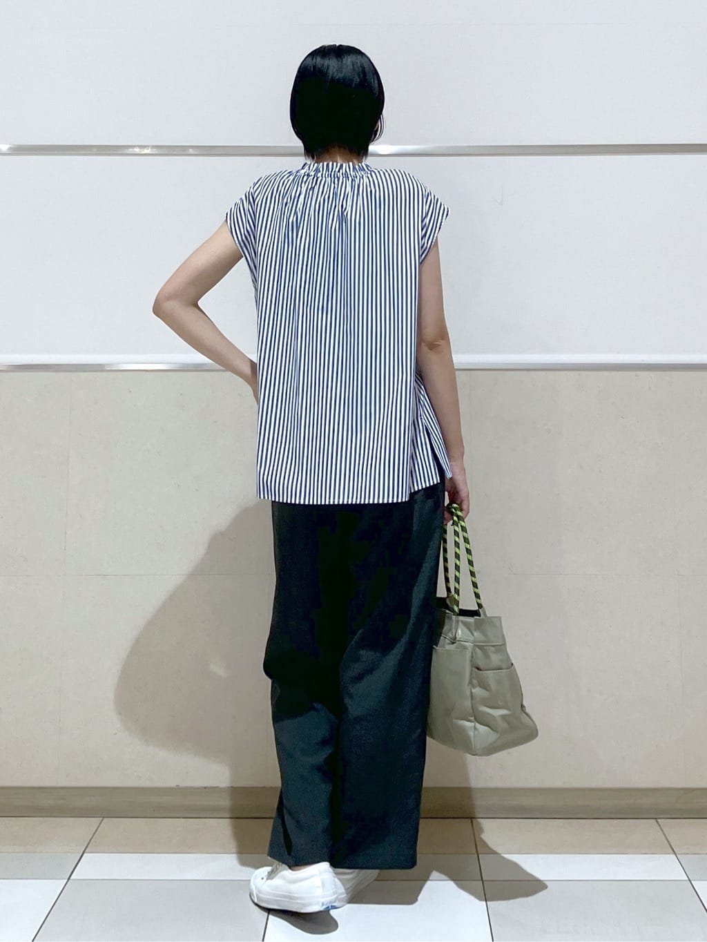 eriko さんの「Dessin｜【洗える】ストライプ柄フレンチスリーブスキッパ―ブラウス」を使ったコーディネート