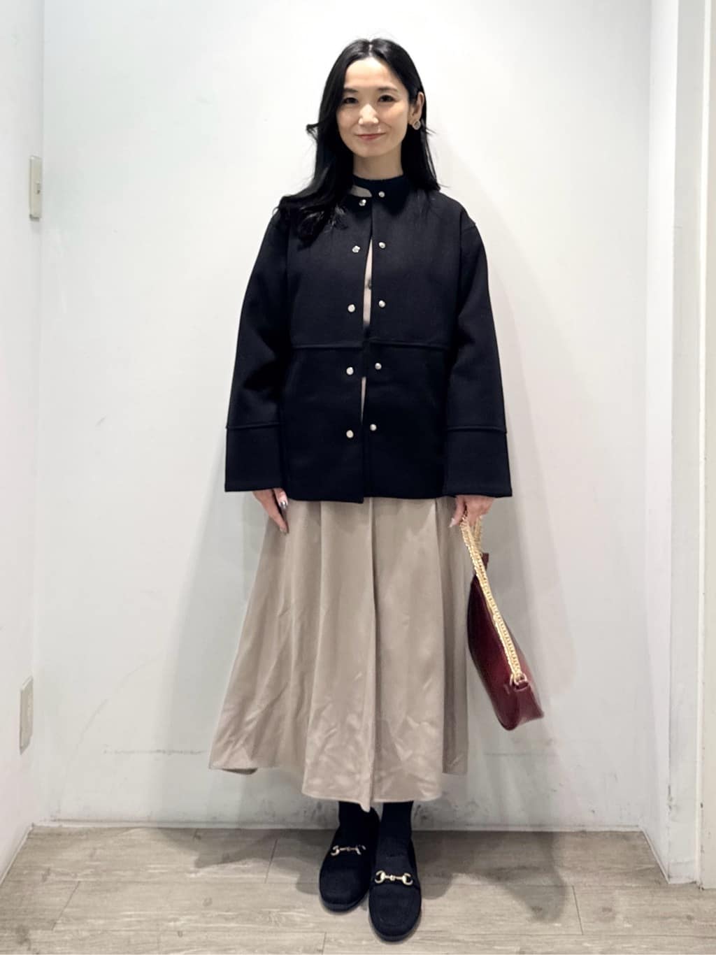 yuicciさんの「OPAQUE.CLIP｜ウールライクメルトンノーカラーコート【洗濯機洗い可】」を使ったコーディネート