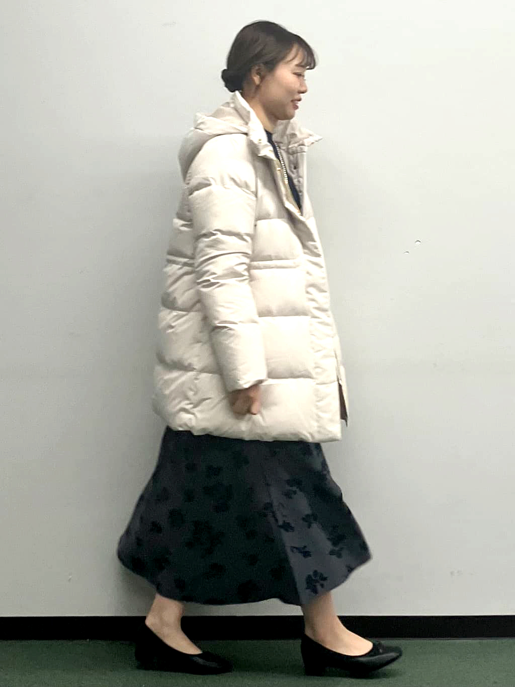 MAYUKIさんの「index｜KAWADAダウンドロストミドルコート【撥水／洗濯機OK／2WAY／静電気防止裏地】《XS～3L》」を使ったコーディネート