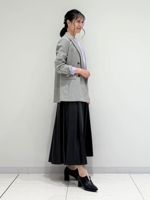 kayoさんの「INDIVI｜【洗える／セットアップ可能】凹凸ストレッチ素材ダブルジャケット」を使ったコーディネート