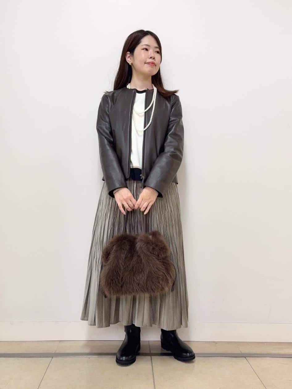 asamiさんの「UNTITLED｜【着丈短め/柔らかな質感】ラムレザージャケット」を使ったコーディネート