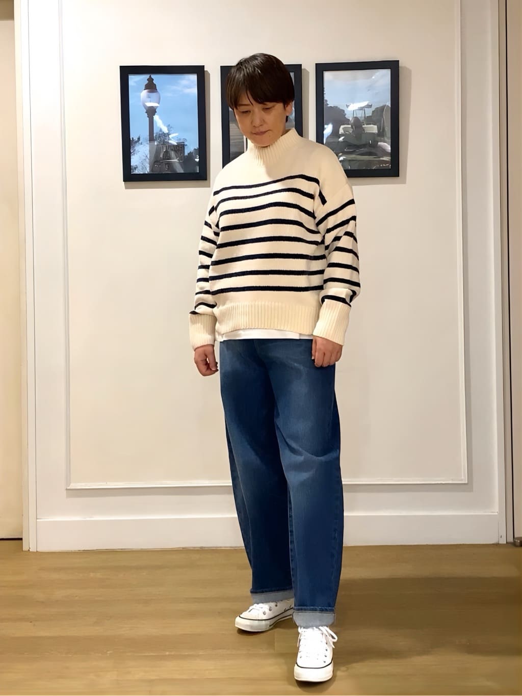 Hiroさんの「Dessin｜【洗える】ハイネックベロアモールニット」を使ったコーディネート