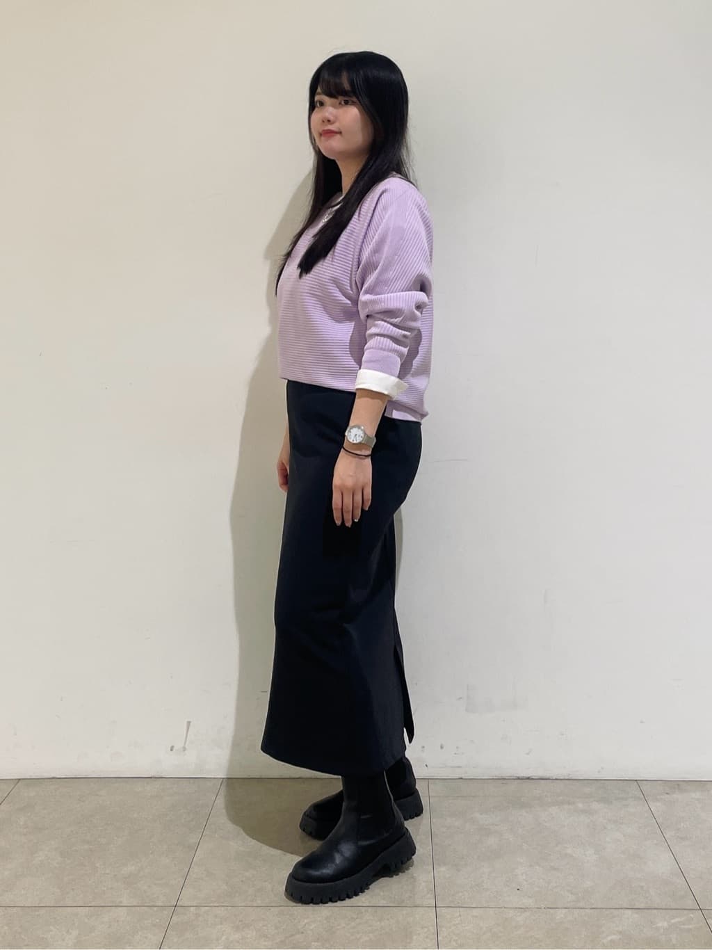 emikaさんの「INDIVI｜【洗える／体型カバー】美シルエットニット」を使ったコーディネート