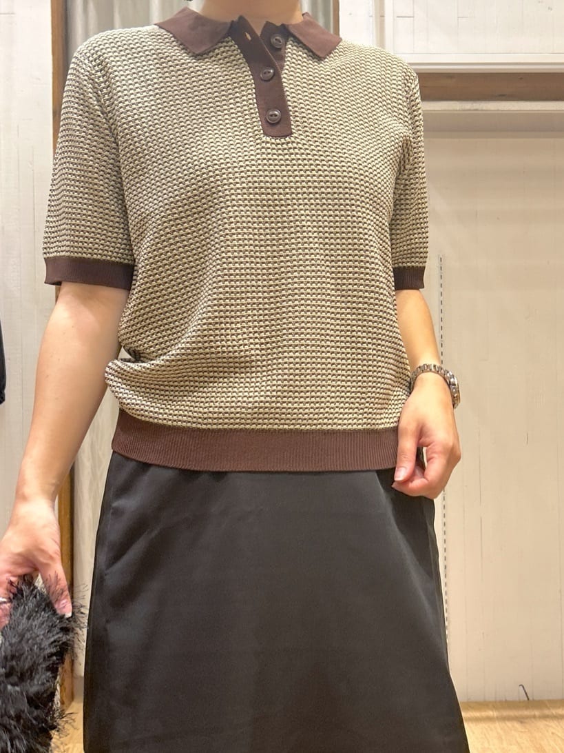 ga_riさんの「THE SHOP TK｜柄アソートポロニットシャツ【洗濯機OK】」を使ったコーディネート