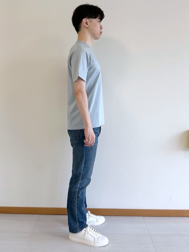 イッシーさんの「TAKEO KIKUCHI｜【COOL CITY WEAR】ワンポイント刺しゅう ポケットTシャツ /接触冷感」を使ったコーディネート