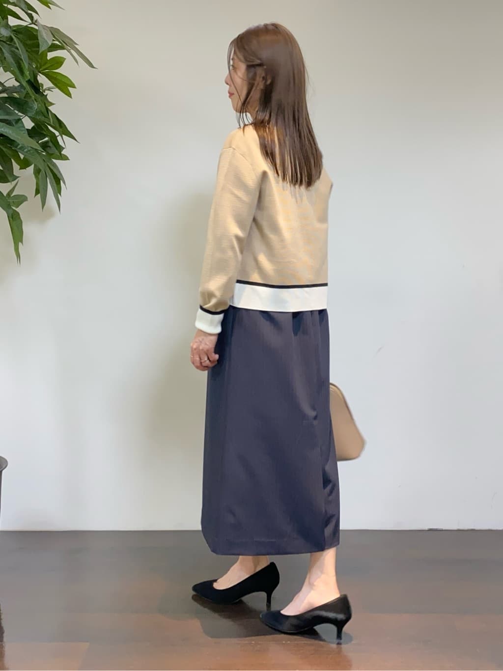 tomoさんの「UNTITLED｜【洗える/ストレッチ性】スーツライク ストライプワンピース」を使ったコーディネート