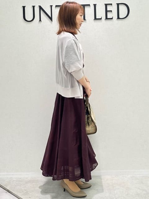 Miwaさんの「UNTITLED｜【セットアップ可/後ろウエストゴム】シアーチェックスカート」を使ったコーディネート