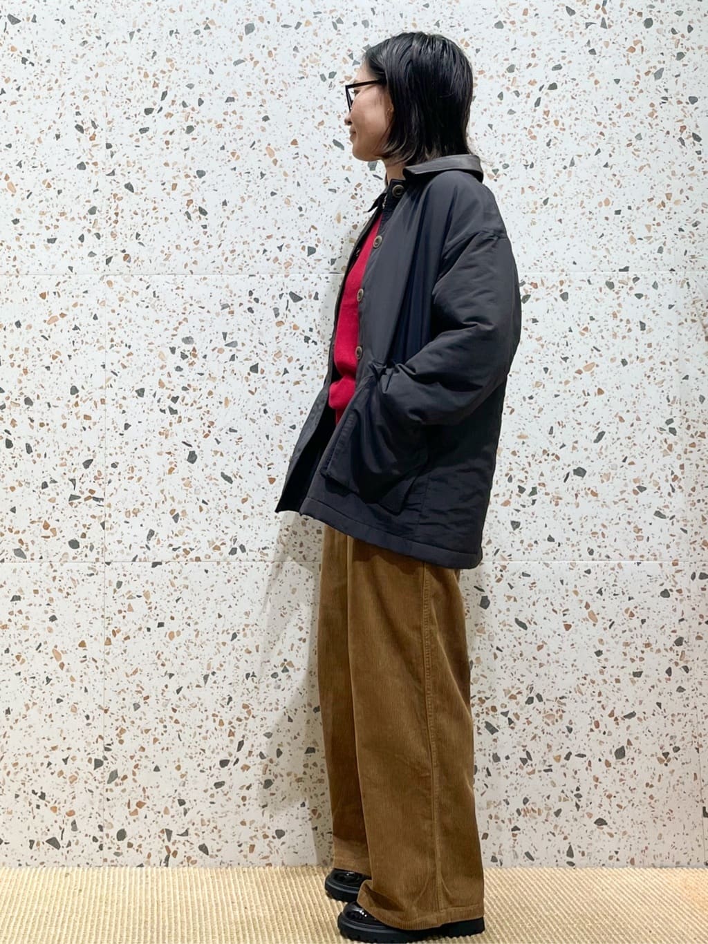 シゲリさんの「OPAQUE.CLIP｜《CLASSY掲載》ステンカラー中綿コート【洗濯機OK】」を使ったコーディネート