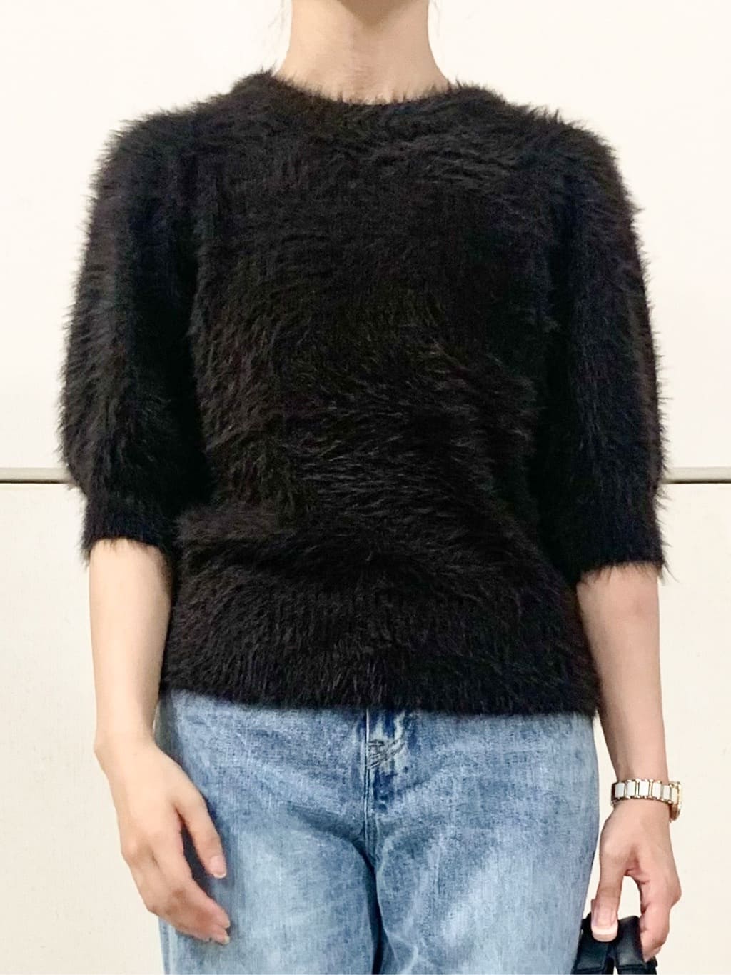 sahoさんの「THE SHOP TK｜【大人の魅力引き出す】5分袖フェザーニット/洗える」を使ったコーディネート