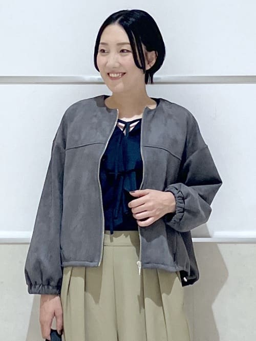 eriko さんの「Dessin｜【セットアップ可・洗える】マシュマロスウェードジップブルゾン」を使ったコーディネート
