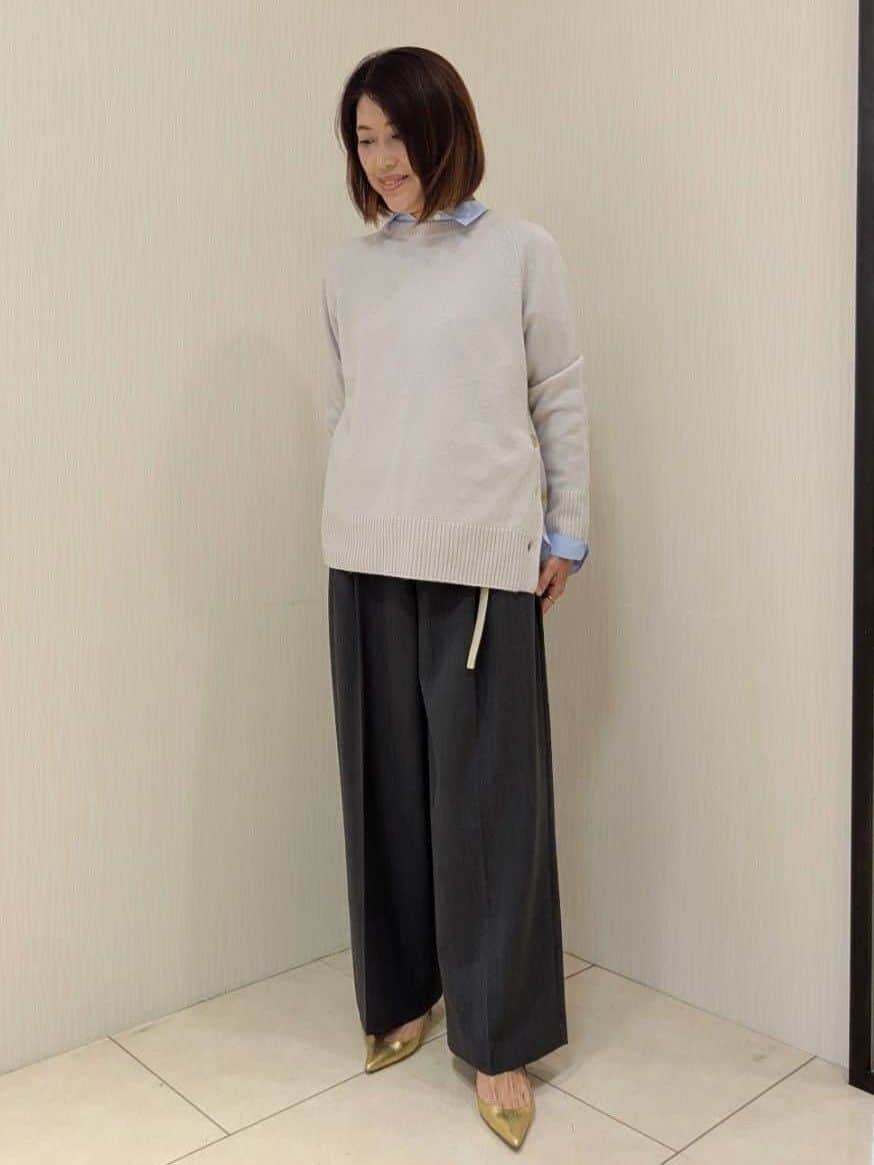 u-macoさんの「UNTITLED｜【重ね着もおすすめ/洗える】ウールカシミヤ クルーネックニット」を使ったコーディネート