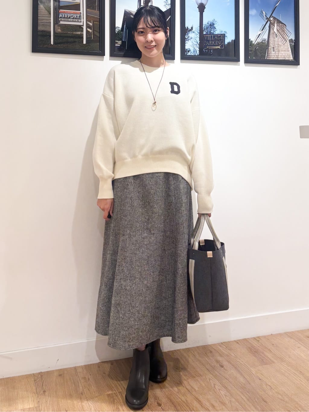 Ririkaさんの「Dessin｜【洗える】ツイードフレアスカート」を使ったコーディネート
