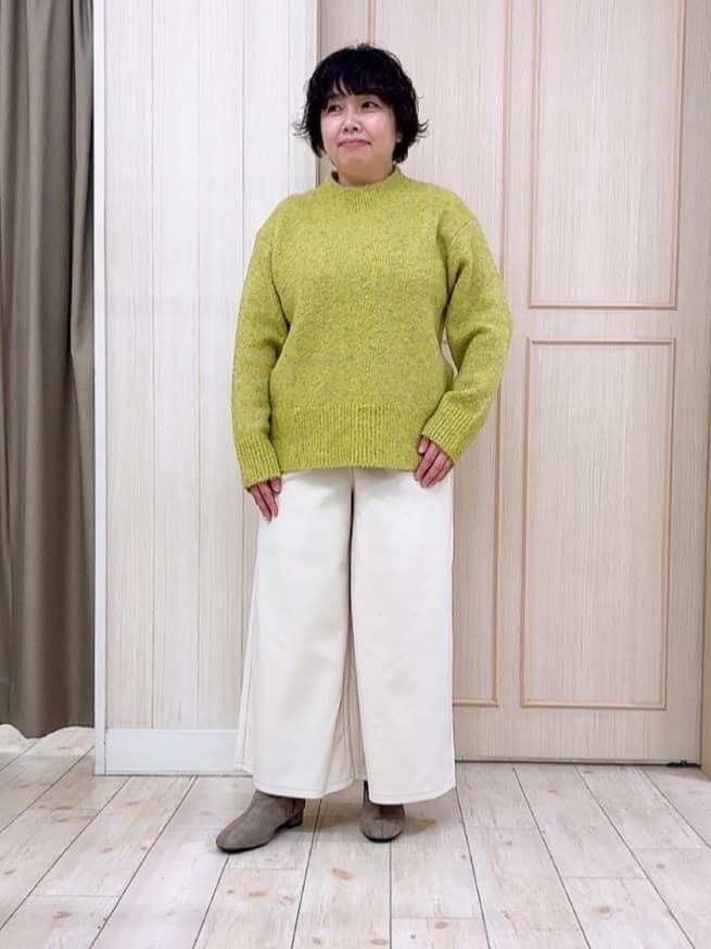 えりっこさんの「SHOO･LA･RUE｜【洗濯機可】美脚見え あったか圧縮ニット ガウチョパンツ」を使ったコーディネート