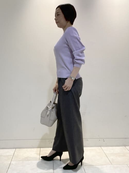 フミさんの「Reflect｜【選べる8色／スカートにもパンツにも◎】ウール混ボートネックニット」を使ったコーディネート