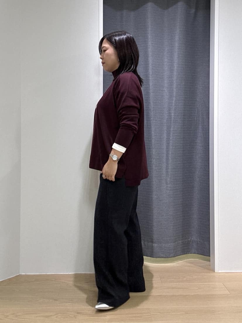 Akiさんの「INDIVI｜【洗える／毛玉になりにくい】エクストラファインウール ハイネックニット」を使ったコーディネート