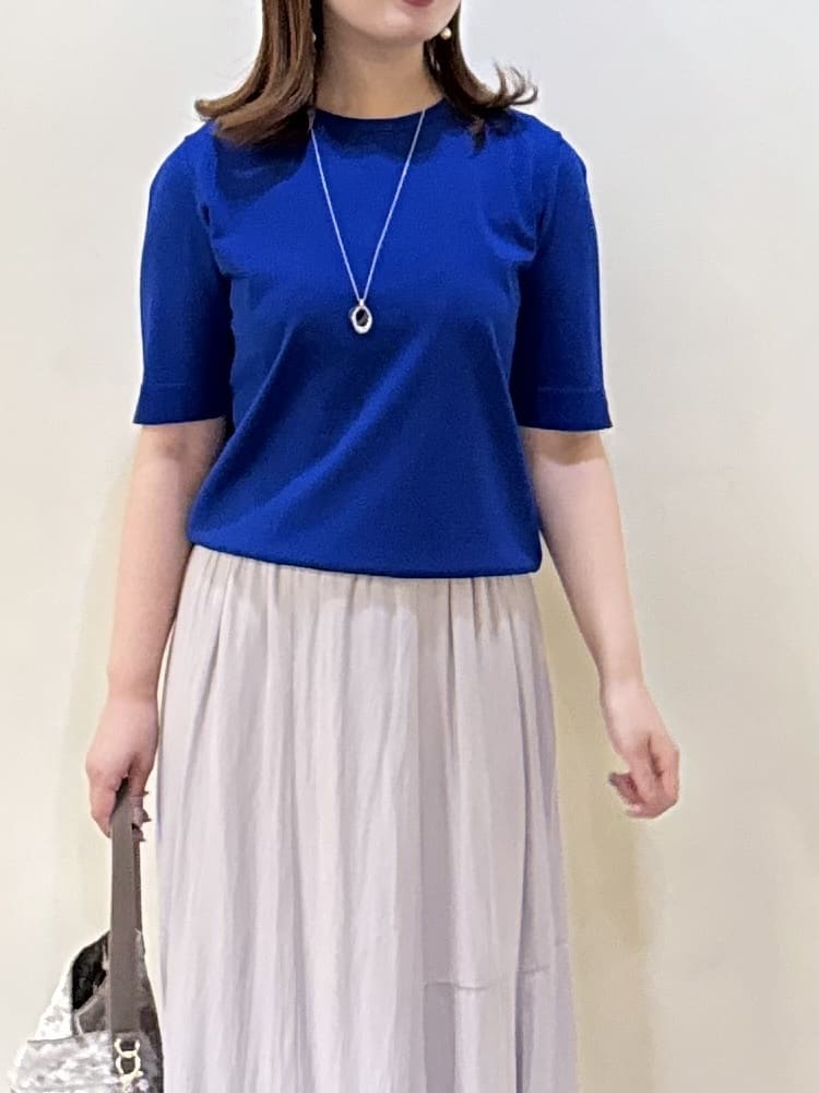いくみさんの「UNTITLED｜【アンサンブル可/薄手/洗える】5分袖クルーニット」を使ったコーディネート