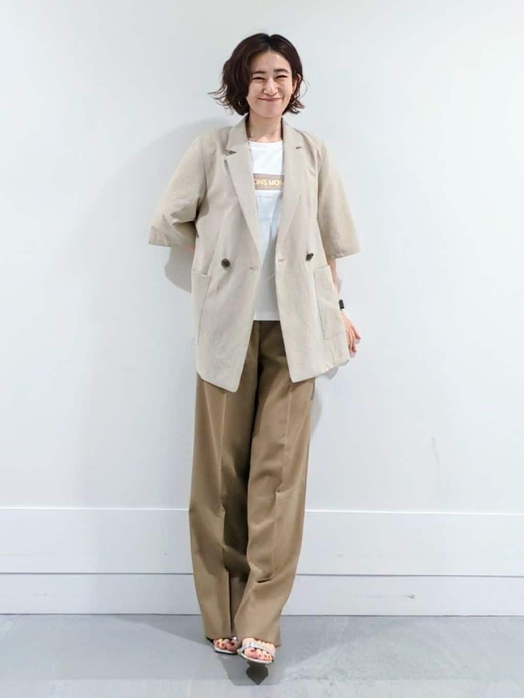 ミズタさんの「UNTITLED｜【吸水速乾/洗える】ハーフスリーブジャケット」を使ったコーディネート