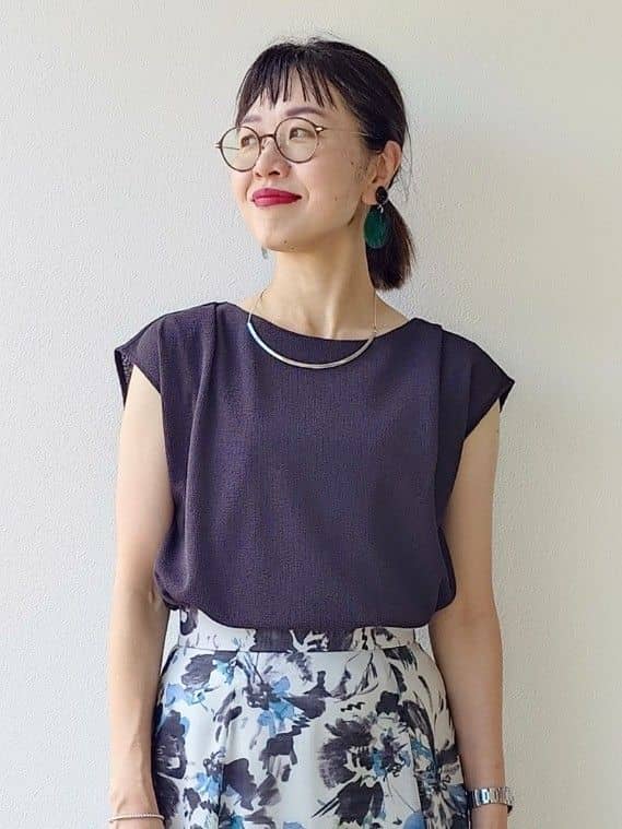 MUTSUKOさんの「UNTITLED｜【ジャージ素材】インナードッキングシアーカットソー」を使ったコーディネート