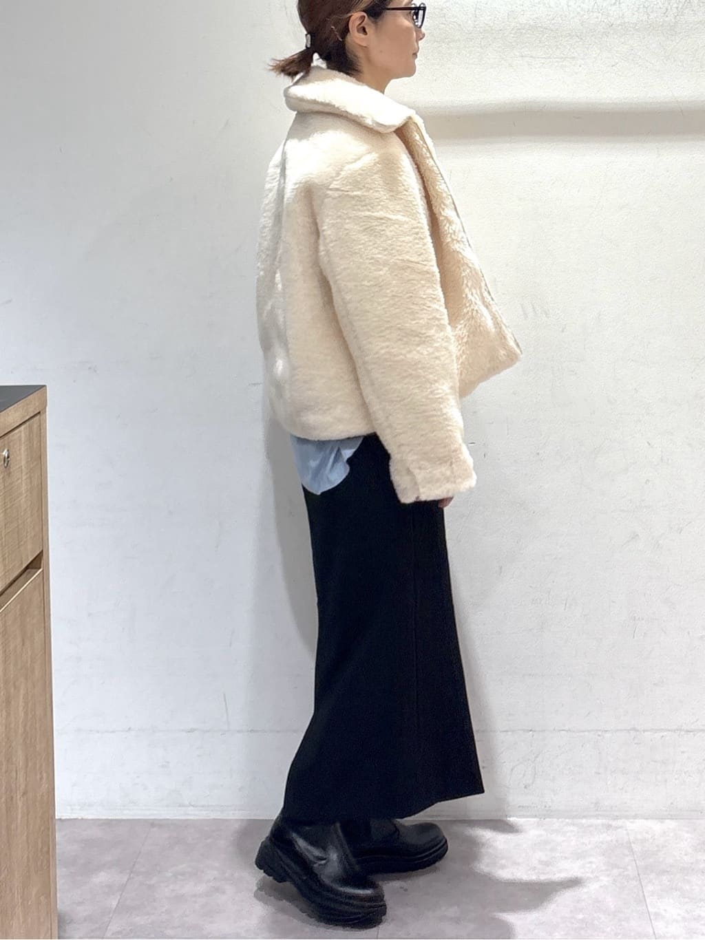 たけねぇさんの「OPAQUE.CLIP｜ステンカラーボアブルゾン【洗える】」を使ったコーディネート