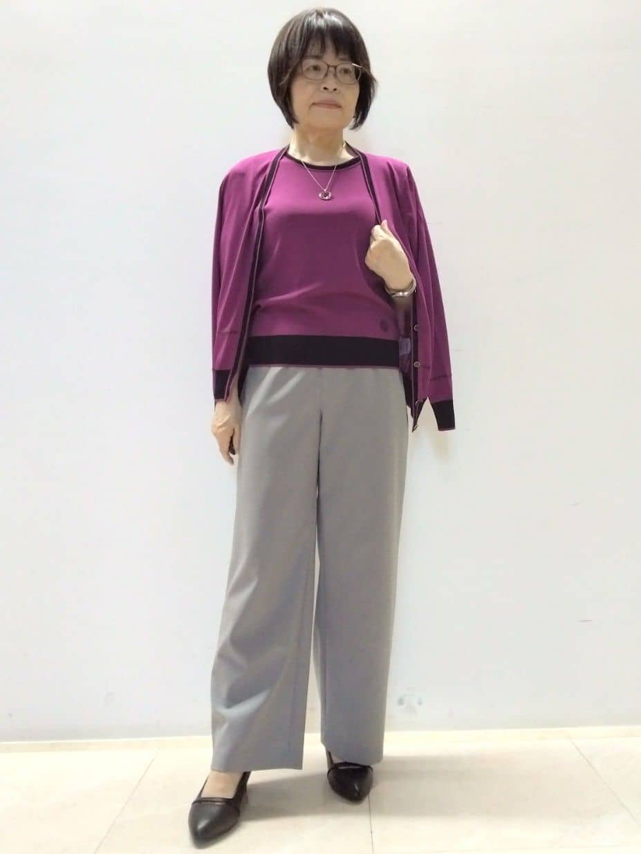 tokuさんの「Reflect｜【WEB先行カラーあり／手洗い可／アンサンブル可】バイカラー五分袖ニット」を使ったコーディネート