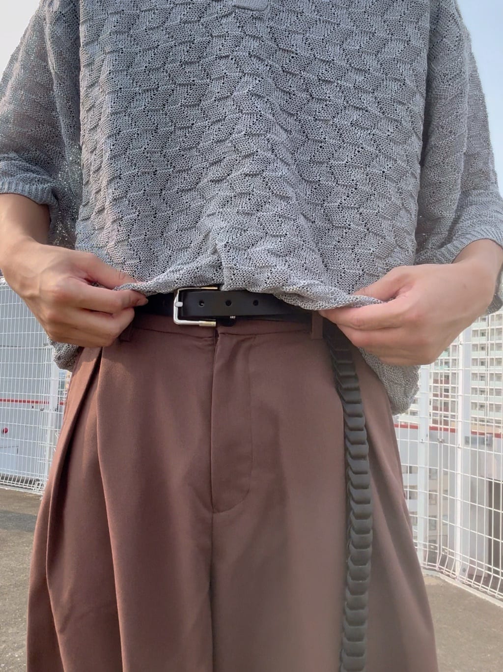 みつきさんの「TAKEO KIKUCHI｜ストローヤーンポロニット」を使ったコーディネート