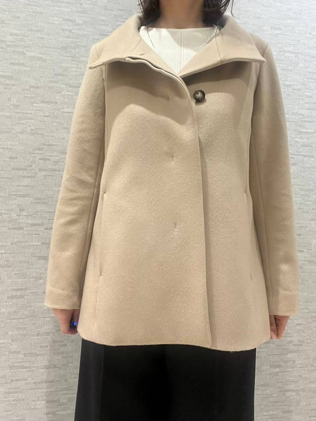 marikoさんの「Reflect｜【SS-4Lサイズ／衿が顔に当たらない◎】スタンドネックミドルコート」を使ったコーディネート