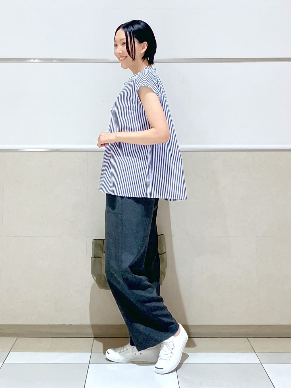 eriko さんの「Dessin｜【洗える】ストライプ柄フレンチスリーブスキッパ―ブラウス」を使ったコーディネート