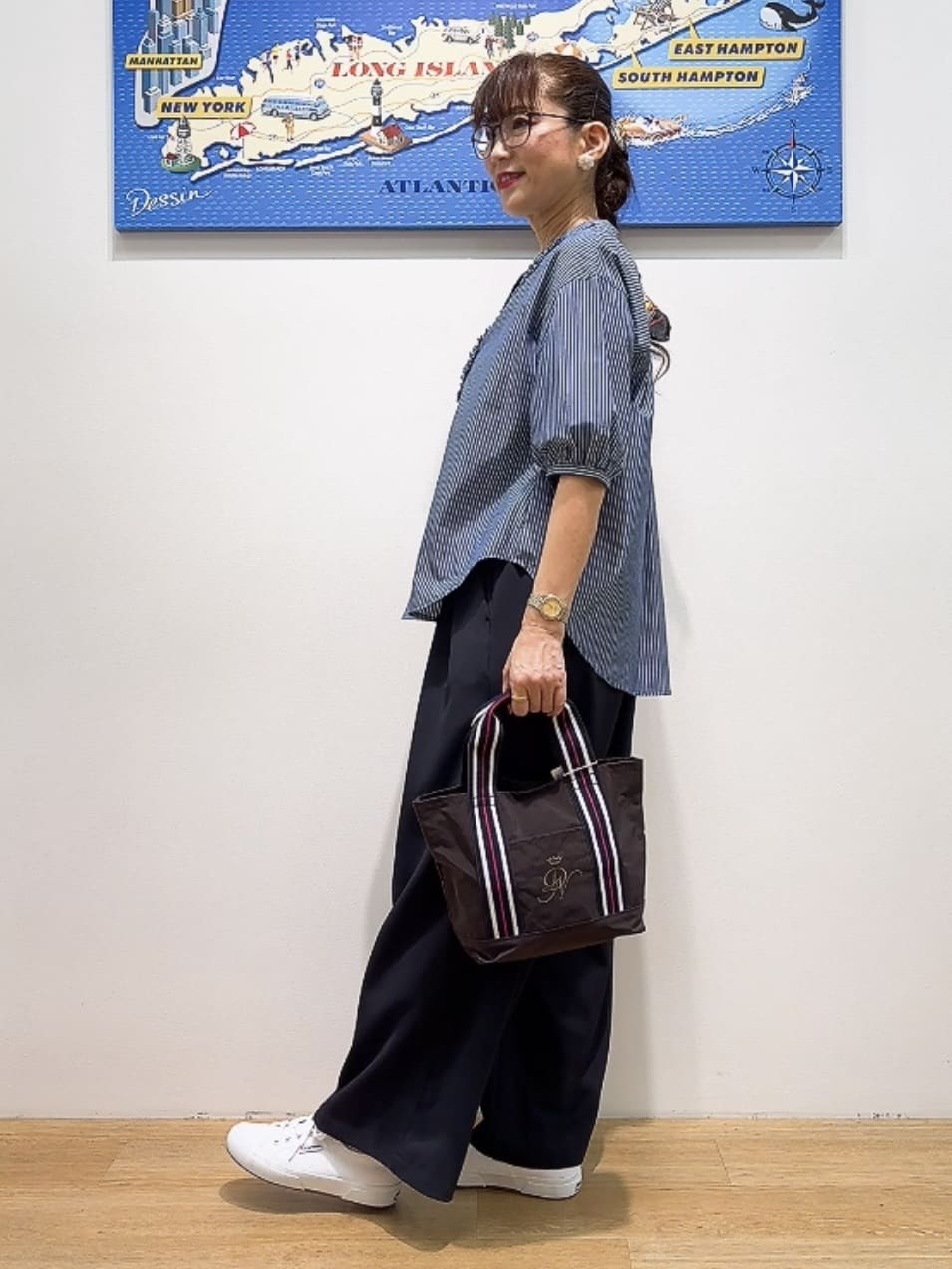 Yasucoさんの「Dessin｜【洗える】フリルバンドカラー五分袖ブラウス」を使ったコーディネート