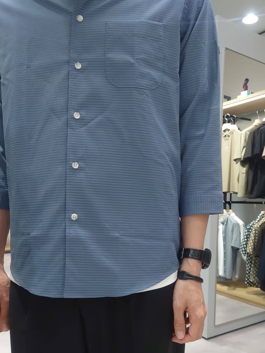 kawamuさんの「TAKEO KIKUCHI｜【COOL CITY WEAR】DotAir（R）サッカー シャツ」を使ったコーディネート