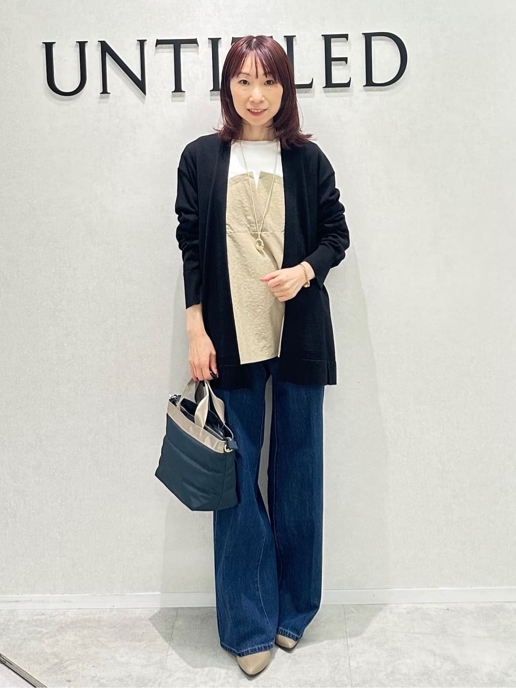 Miwaさんの「UNTITLED｜【グレー/ブルー/ジーンズ】ソフトワイドデニムパンツ」を使ったコーディネート